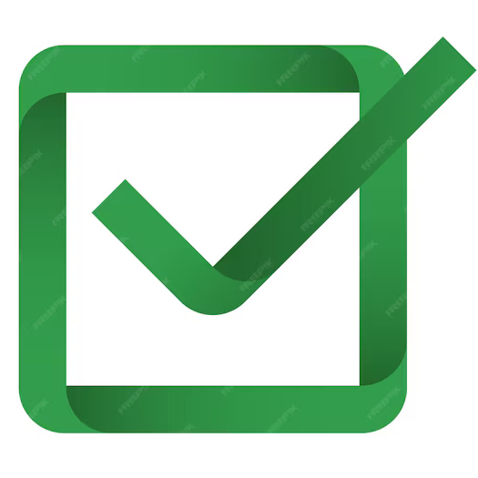 A green checkmark in a green box.